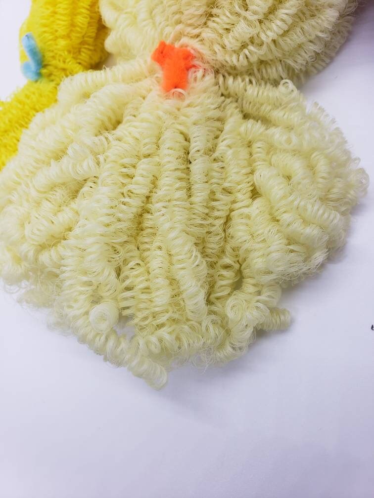 DG Curly 3mm Glow in the Dark Pastel Yellow YG001 36 inch 0.5oz/14g pre-curled Nylon Doll Hair for rerooting fashion dolls